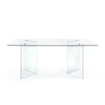 Steklena Jedilna miza IRIDE 180X90 . Steklena jedila miza IRIDE 180 x 90 je modernega dizajna. Sestavljajo jo 10 mm debele steklene noge in mizna plošča iz