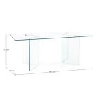 Steklena Jedilna miza IRIDE 180X90 . Steklena jedila miza IRIDE 180 x 90 je modernega dizajna. Sestavljajo jo 10 mm debele steklene noge in mizna plošča iz