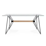 Steklena miza PRIMARY 160X80 ima kovinsko konstrukcijo, sredinski del je iz brezovega lesa. Mizna plošča je iz kaljenega stekla. Barva: - Črna / les