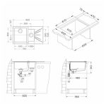 STEKLENO POMIVALNO KORITO ALVEUS KARAT 20, LEVO, ČRNA 860X500 MM - slika 4