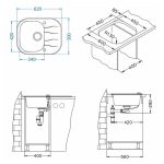 STEKLENO POMIVALNO KORITO ALVEUS WAVE 10, ČRNA 620X500 MM - slika 6