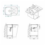 STEKLENO POMIVALNO KORITO ALVEUS WAVE 20, BELA 760X500MM - slika 6