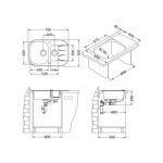 STEKLENO POMIVALNO KORITO ALVEUS WAVE 30, ČRNA 760X500 MM - slika 6