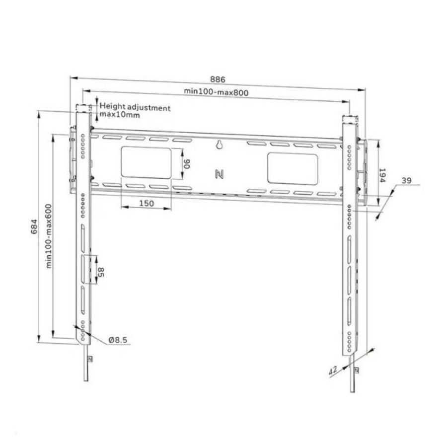 STENSKI NOSILEC ZA ZASLON NEOMOUNTS FIKSNI 43-98" 125 KG, WL30-750BL18 - slika 10
