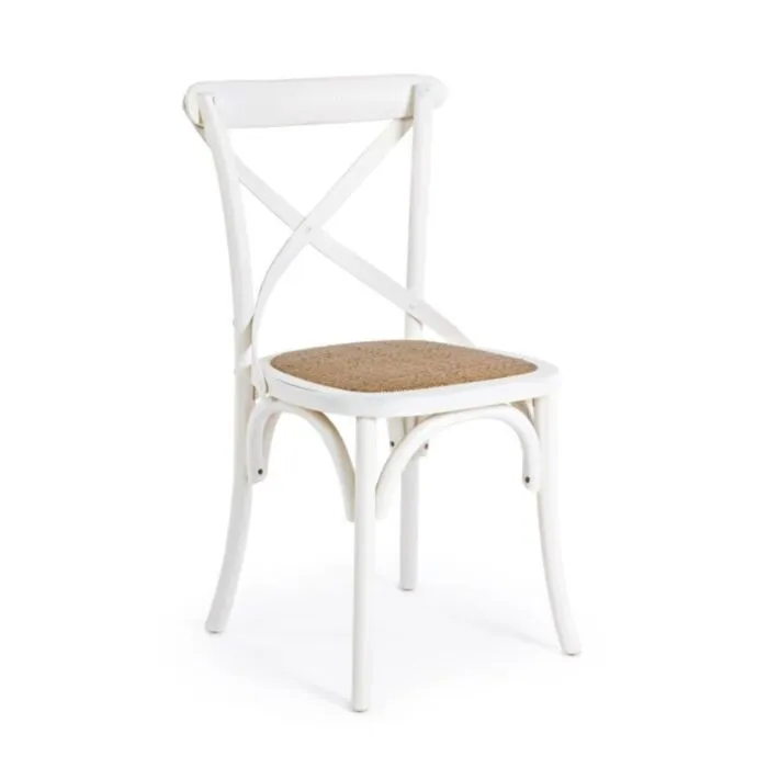 Stol CROSS - bela . Stol CROSS - bela, je eleganten stol, ki popestri vaš prostor ali okolico. Primeren je tako za jedilnice, kmečke turizme ali opremo