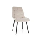 Stol LARA 1 - S . Moderen stol LARA 1 - S bo poživel vsako jedilnico. Dobiti ga je možno v več barvah velvet tkanine. Tanke noge iz kovine v črni mat barvi