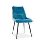 Stol LARA 1 - S . Moderen stol LARA 1 - S bo poživel vsako jedilnico. Dobiti ga je možno v več barvah velvet tkanine. Tanke noge iz kovine v črni mat barvi