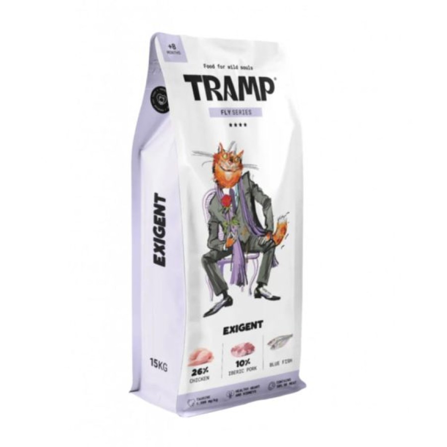 SUHA HRANA ZA MAČKE TRAMP FLY EXIGENT PREMIUM SUHA HRANA ZA IZBIRČNE MAČKE Z VISOKIMI PREHRANSKIMI ZAHTEVAMI, 15 KG