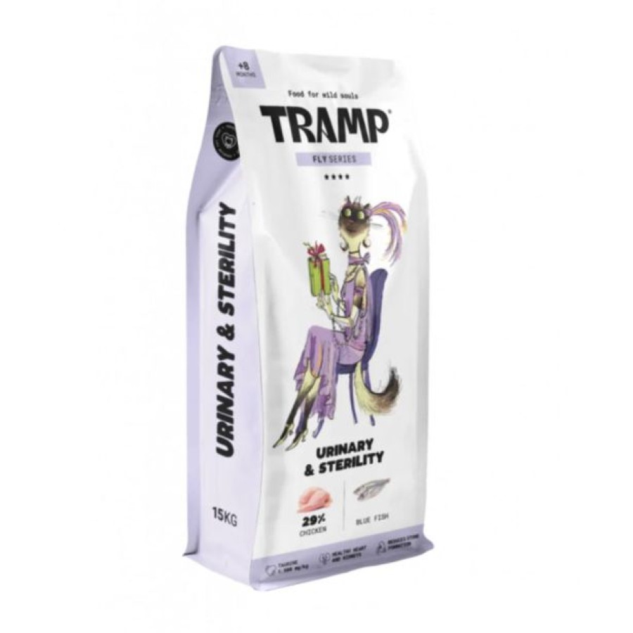 SUHA HRANA ZA MAČKE TRAMP FLY URINARY&STERILITY SPEC. SUHA HRANA ZA MAČKE PODPORA ZDRAVJU SEČIL IN STERILIZIRANIH MAČK, 15 KG