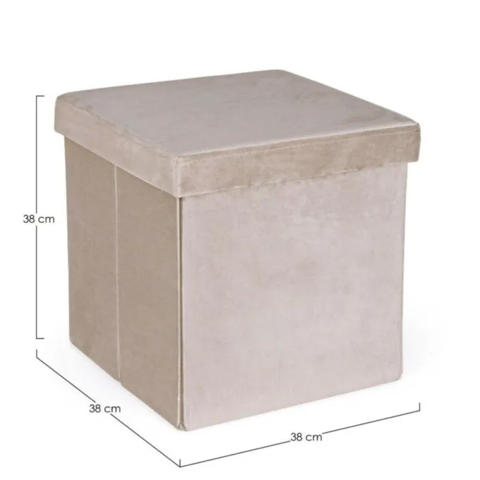 Tabure CAMDEM taupe Tabure CAMDEM taupe . Tabure CAMDEM je iz žamet tkanine. Tabure je zložljiv in ima predal, zato lahko v njega spravljate stvari. Barva: - taupe Dimenzije: