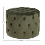 Tabure LORELLA zelena ima okvir iz borovega lesa in MDF-ja. Prevleka je iz poliestra ki ima žametni učinek. Material: - Borov les - MDF - Poliester Barva: -