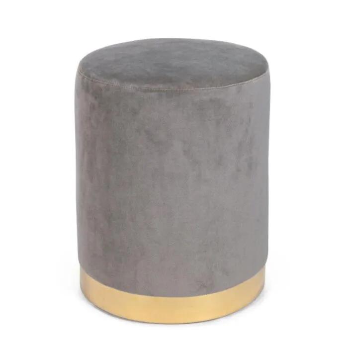 Tabure LUCILLA ANTIK siva Tabure LUCILLA ANTIK siva . Tabure LUCILLA ANTIK siva ima strukturo iz borovega lesa in MDF-ja, podnožje je barvano v zlato barvo. Prevleka je iz poliestra,