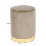 Tabure LUCILLA ANTIK taupe . Tabure LUCILLA ANTIK taupe ima strukturo iz borovega lesa in MDF-ja, podnožje je barvano v zlato barvo. Prevleka je iz poliestra,