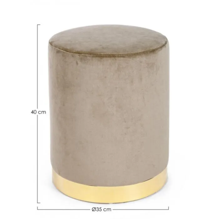 Tabure LUCILLA ANTIK taupe . Tabure LUCILLA ANTIK taupe ima strukturo iz borovega lesa in MDF-ja, podnožje je barvano v zlato barvo. Prevleka je iz poliestra,