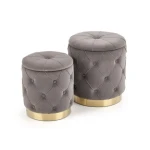 Tabure MARS set . Set dveh taburejev MARS je zelo praktičen in eleganten. Narejen je iz žametne tkanine, na spodnjem robu ima dekorativni jeklen obroč v