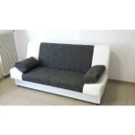 Trosed HAITI - bel . Trosed HAITI v belem umetnem usnju / črnem blagu je moderen in mladosten trosed, ki se raztegne v posteljo pod katero ima tudi predal za