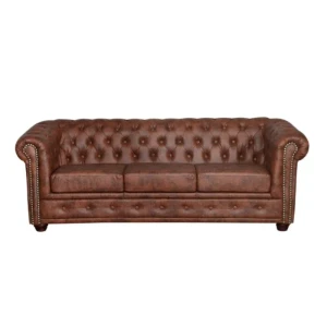 Trosed LORENA 3 . Osvežite svojo dnevno sobo z vzmetenim trosedom LORENA, ki je udoben in kvaliteten. Oblazinjen je v umetnem usnju. Lesene nogice pa mu