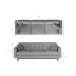 Trosed MIJA 2 . Trosed MIJA 2 je trosed s stilom skandinavskega sloga. Dobavljiva je v kvalitetnem blagu. Trosed ima pomožno ležišče in predal, je vzmeten