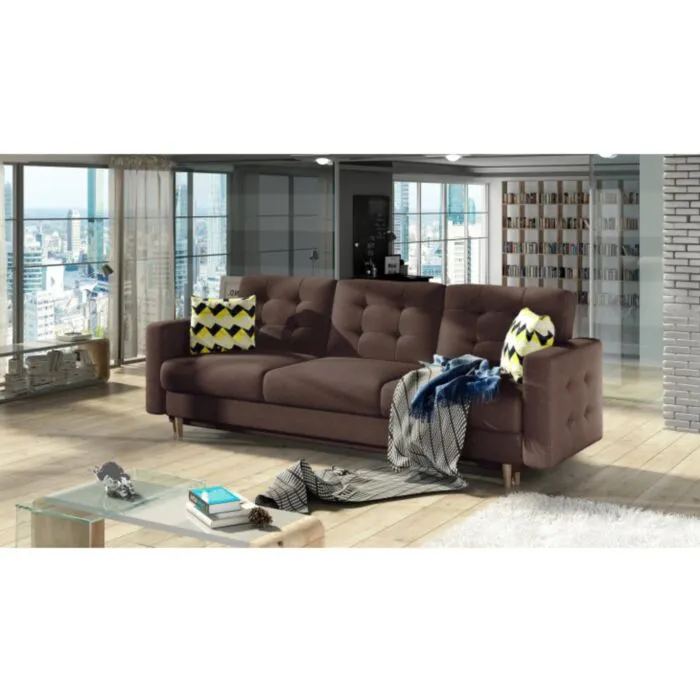 Trosed MIJA Trosed MIJA . Trosed MIJA je trosed s stilom skandinavskega sloga. Dobavljiva je v kvalitetnem blagu. Trosed ima pomožno ležišče in predal Je vzmetena in