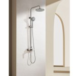 TUŠ SISTEM INTER CERAMIC S TUŠ ROČKO 5 FUNKCIJ MAT SREBRNA - slika 5