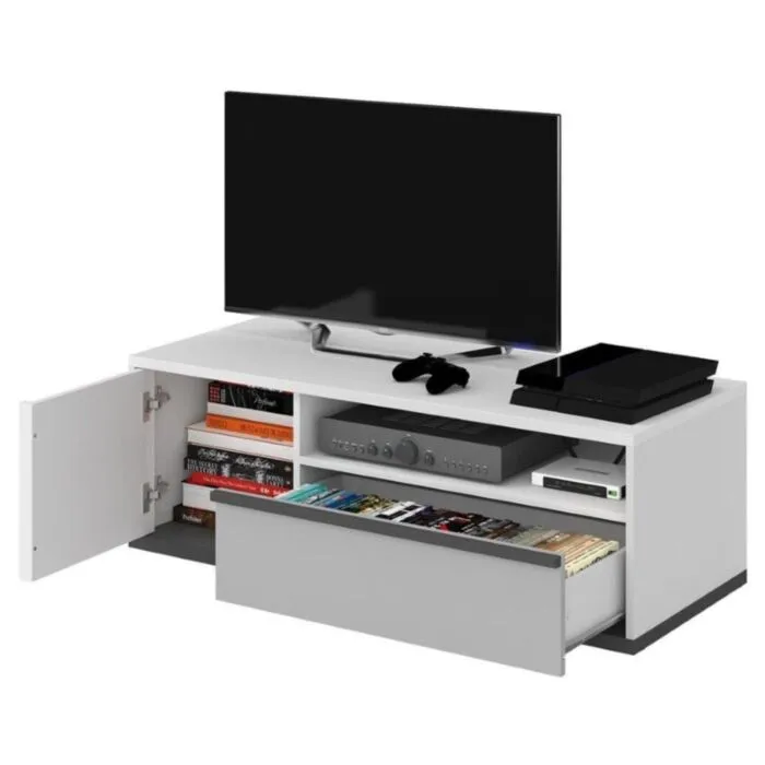 TV omarica MELI . TV omarica MELI je primerna za vsako dnevno sobo. Ima moderne linije in eleganten izgled. Ima eno polico, en predal ter ena vrata. Dimenzije: