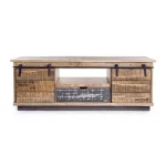 Tv regal TUDOR je narejen iz lesenega okvirja (mango), podnožje je kovinsko. Dimenzije: širina: 130cm globina: 40cm višina: 50cm