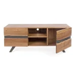 TV regal 2A ARON . TV regal 2A ARON ima okvir iz lesa in jeklene noge, vrata imajo kovinski vložek. Dimenzije: širina: 160cm globina: 44cm višina: 65cm