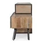 TV regal 3C MANCHESTER ima okvir iz lesa in jekla, noge so nastavljive. Dimenzije: širina: 195cm globina: 38cm višina: 60cm