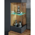 TV regal ANTI . TV regal ANTI je narejen iz kvalitetne laminirane plošče, 16 mm debeline. Na levi strani vsebuje stoječo omaro, ki vsebuje 4 police. Desna