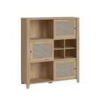 TV regal COCKA . TV regal COCKA je narejen iz kvalitetne laminirane plošče, debeline 16 - 22 mm. Vsebuje tempirano steklo ter LED osvetlitev. Noge so iz