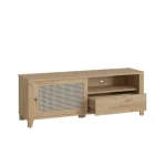 TV regal COCKA . TV regal COCKA je narejen iz kvalitetne laminirane plošče, debeline 16 - 22 mm. Vsebuje tempirano steklo ter LED osvetlitev. Noge so iz