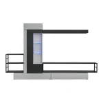 TV regal EBEL . TV regal EBEL je narejen iz kvalitetne laminirane plošče s kovinskim okvirjem. TV regal EBEL je moderen in eleganten dizajn dnevnega regala.