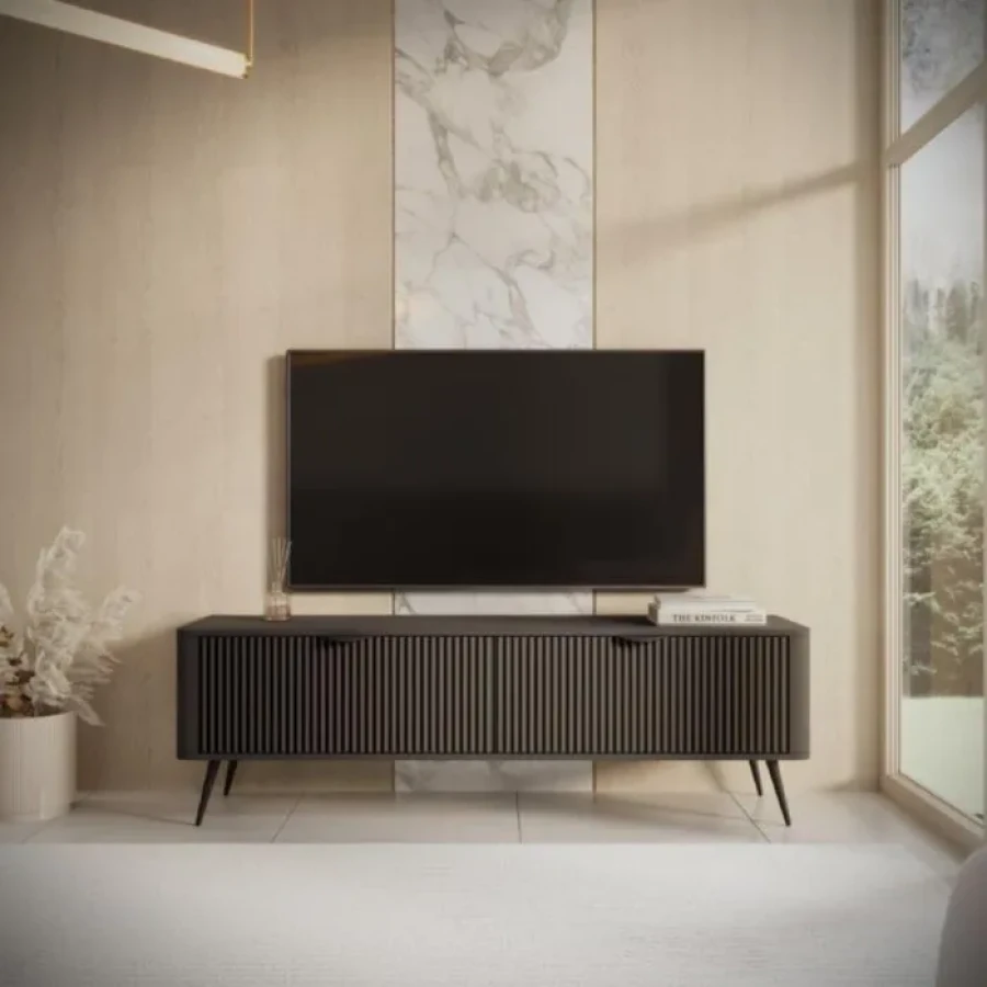 TV regal LILJA 163 - črna . TV regal LILJA 163 - črna, je eleganten kos pohištva, ki popestri vaš prostor s svojim luksuznim dizajnom. Narejen je iz