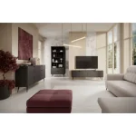 TV regal LILJA 200 - črna, je eleganten kos pohištva, ki popestri vaš prostor s svojim luksuznim dizajnom. Narejen je iz kakovostnih materialov v črni