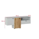 TV regal VIVIJA . TV regal VIVIJA v sivi barvi s kombinacijo barve hrast, je izdelan iz visokokakovostne iverne plošče (debeline 16 mm in 22 mm), MDF-ja, in