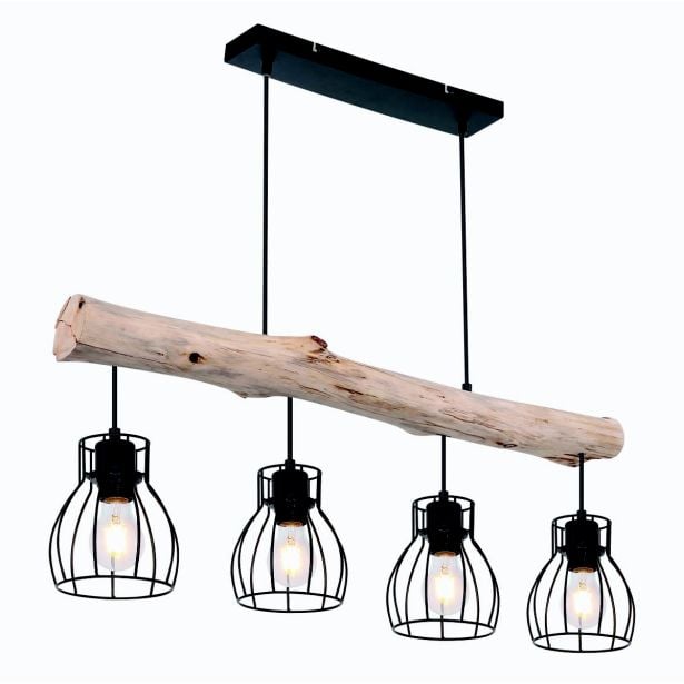 VISEČA SVETILKA MINA 4XE27 LES / ČRNA VISEČA SVETILKA MINA 4XE27 LES / ČRNA