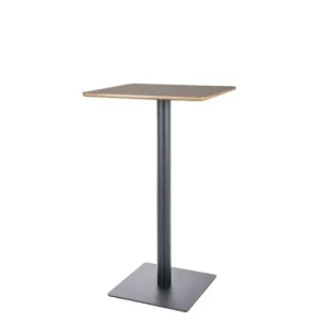 Visoka barska miza LJUBA . Visoka barska miza LJUBA. Mizna plošča je narejena iz MDF in furnirja v hrast barvi. Mizno podnožje je narejeno iz kovine v črni