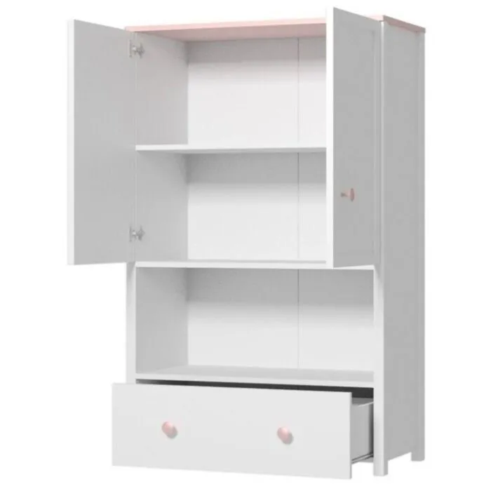 Visoka komoda LINA Visoka komoda LINA . Visoka komoda LINA je eleganten predalnik z dvema vratama, polico za knjige ter prostoren in lahko dostopen predal. Zlije se v vsak