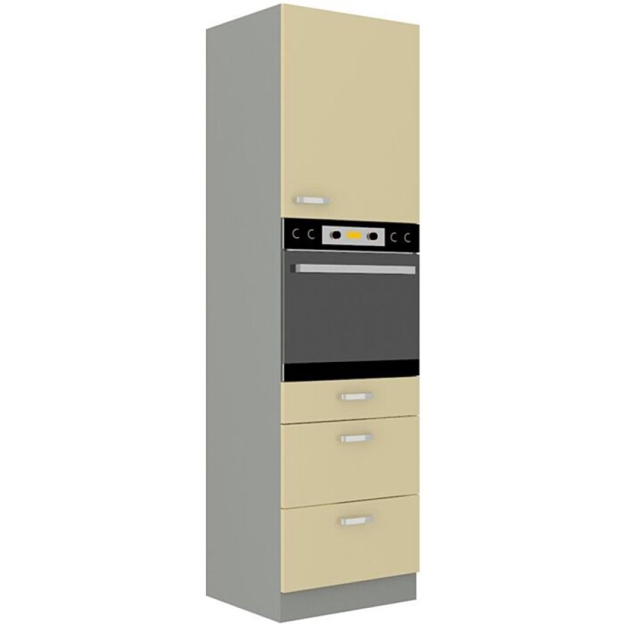 Visoka omara ELITE 60D 3 . Visoka omara ELITE 60D je sestavljena iz fronte iz MDF plošče, debeline 16 mm, robovi so iz ABS 1 mm. Korpus je narejen iz