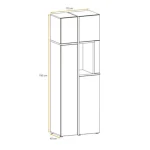 Visoka omara FERI . Visoka omara FERI je elegantna in atraktivna. Moderen dizajn, z dodatkom kombinacije črne mat barve ter tiska črnih črt, se bo podal v