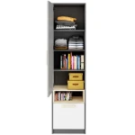 Visoka omara SIVKO . Visoka omara SIVKO je enovratna omara primerna za v spalnico ali pa dnevno sobo. Ima polico in globok predalnik. Je v kombinaciji treh