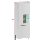 Vitrina JUSTINA je narejena iz kvalitetne laminirane plošče, 16 mm debeline in ABS robovi. Stranice so v beli mat barvi, fronte pa v beli visoki sijaj.