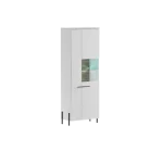 Vitrina JUSTINA je narejena iz kvalitetne laminirane plošče, 16 mm debeline in ABS robovi. Stranice so v beli mat barvi, fronte pa v beli visoki sijaj.