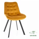 Vrtljivi stol MOLI . Vrtljivi stol MOLI bo poživel vsako jedilnico. Dobiti ga je možno v več barvah velvet tkanine. Tanke noge iz kovine v črni mat barvi