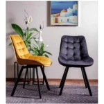 Vrtljivi stol MOLI . Vrtljivi stol MOLI bo poživel vsako jedilnico. Dobiti ga je možno v več barvah velvet tkanine. Tanke noge iz kovine v črni mat barvi