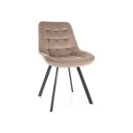 Vrtljivi stol MOLI . Vrtljivi stol MOLI bo poživel vsako jedilnico. Dobiti ga je možno v več barvah velvet tkanine. Tanke noge iz kovine v črni mat barvi