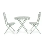 Vrtna miza HARRIET . Vrtna miza HARRIET je popolen kos pohištva, ki popestri vašo okolico. Narejena je iz kovine in je zložljiva. Dimenzije: širina: Ø70cm