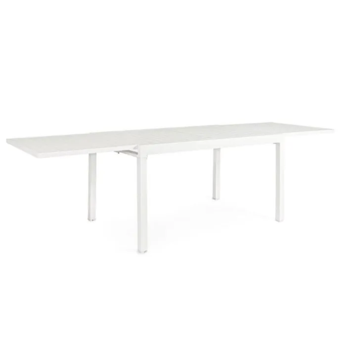 Vrtna miza PELAGIUS BELA Vrtna miza PELAGIUS BELA . Vrtna miza PELAGIUS BELA iz aluminija. Miza je raztegljiva. Noge ima nastavljive. Barva: - Bela Material: - Aluminij Dimenzije: