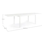 Vrtna miza PELAGIUS BELA . Vrtna miza PELAGIUS BELA iz aluminija. Miza je raztegljiva. Noge ima nastavljive. Barva: - Bela Material: - Aluminij Dimenzije: