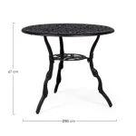 Vrtna miza VICTORIA v antracit barvi. Miza je narejena iz aluminija. Material: - Aluminij Barva: - Antracit Dimenzije: širina: 80 cm višina: 67 cm